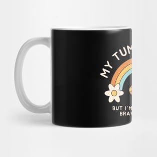 Positive Message Tummy Ache Comfort Tee - Rainbow & Mushroom Mug